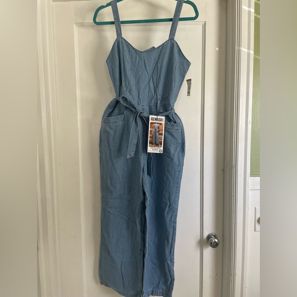 Belted Denim Jumpsuit